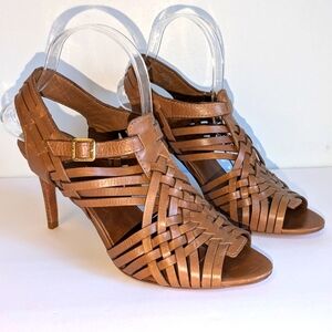 Tory Burch Nadia Huarache leather woven high heel sandal